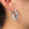 baguette cz hoop 3 colors silver rose black gold luxury women ladies jewelry CZ Diamond earring top quality