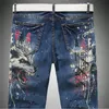 Jeans courts coton dragon conception d'impression 3D splash-ink style européen et américain jeans mode hommes pantalons # Y032235I