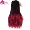 24 "Senegalese Twist Crochet Hair Ombre (5Packs) Senegal Twist Crochet Trecce Small Pre Twisted Loop Trecce Capelli sintetici (Nero / Vino rosso)