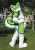 2018 High quality Custom Green Husky Fursuit Dog Fox Mascot Costume Animal Suit Halloween Christmas Birthday Full Body Props Costu238d