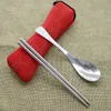 Dinnerware Set Stainless Steel Fork Cutlery Reusable Outdoor Camping Portable Bag Picnic Tableware