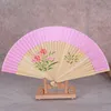 Handmade Inkjet Silk Hand Fan for Women Wedding Favor Fan Bamboo Japanese Folding Hand Fans Flowers Crafts Gift 1pcs