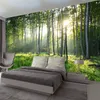 Aangepaste foto behang 3d groen bos natuur landschap grote muurschilderingen woonkamer slaapkamer slaapkamer moderne muur schilderij home decor