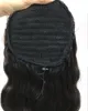 Конский хвост из человеческих волос для чернокожих женщин ,Свободные волнистые вьющиеся перуанские Реми обертывания конский хвост наращивание волос 140г #1 Цвет