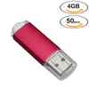 Bulk 50pcs Flash Pen Drive Rectangle 4GB USB Flash محركات أقراص ذاكرة عالية السرعة 4 جيجابايت لجهاز الكمبيوتر المحمول جهاز الكمبيوتر اللوحي التخزين متعدد الألوان