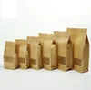 frosted open window kraft paper bag large capacity safety food packing bags clear dried fruit packaging bag stand up zipper valve bags