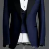 Personalizza il design Smoking da uomo blu navy da matrimonio con risvolto a lancia, smoking da sposo con un bottone, da uomo, matrimonio/cena/abito Darty (giacca + pantaloni + cravatta + gilet) 1903