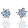 Blue CZ diamond snowflake Stud Earrings luxury designer Women Jewelry for Pandora 925 Silver Earring with Original box set