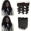 Virgem Brazilian Human Hair 13x4 Onda de Corpo Direto Laço Fechamento Frontal Parte Livre Prejuída com Cabelo Bebê Cor Natural 8-18 polegadas