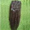 العذراء المنغولية الشعر البشري 9 قطع الأفرو غريب مجعد كليب في ملحقات الشعر امرأة سوداء