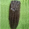 Virgin Mongolian Human Hair 9 Pcs Afro Kinky Curly Clip em extensões de cabelo para mulher negra