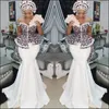 Stylowe Asoebi Mermaid Sukienki Prom Seksowne na ramię koronkowe aplikacje Peplum Dubai Sukienki imprezowe Szybkie satynowe pociąg Evening6862134