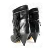 2018 Hot Suede Leather Patchwork Fringed Spike Heels Ankle Boots Pointed Toe Woman Tassel High Heel Boots Slip on Riding Boots