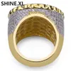 Copper Gold Color Plated Micro Paled CZ Stone Hand Round Ring Hip Hop Iced Out Men Charm smycken gåvor5580582