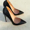نمط جديد ثعبان الجلد ورنيش أسود مع أحذية مدببة عالية الكعب ، أحذية النساء مثير المألوف ، ، تخصيص 33-45