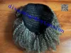 Short Gigh kinky curly grey pony tail hairpiece Human white grey afro puff gray human hair ponytail hair extension kinky ponytail hair piece