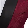 Wino Paisley Groom Tuxedos Double-Breasted Side Vent Men Wedding Blazer Men Dinner Prom Business Suit Dostosuj (kurtka + spodnie + krawat) 1158