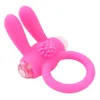 5ピース/ロット3色のセックス製品ペニスリングセックスおもちゃ動物ウサギパワーコッリングシリコーン振動コックリングピンクブルー