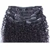 Kinky Curly Clip en extensiones de cabello humano 7 piezas Set Nautral Color Clip-in Full Head 7 piezas Remy Hair 4B 4C 3B 3C