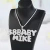 A-Z Custom Name Bubble Letters 0-9 Necklaces & Pendant Charm For Rapper Gold Sliver Rose Bedge Logo Cubic Zircon Rope Chain Hip Hop Jewelry