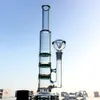 Goedkope rechte buis roken glazen bongen 3 lagen perc glas water rokende bong met emmer ups groothandel 10xx2