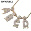 A-Z Letter Name Crown DripLetters NecklacesPendant Für Männer Frauen Gold-Silber-Farbe CZ Hip Hop Schmuck Geschenke