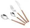 Rostfritt stålbestick med trähandtag Ekofriendly Western Table Set Spoon Knife Fork High Quality Tableware7140580