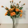 European Fake Rose (5 heads/piece) Simulation Roses for Wedding Home Party Showcase Decorative Artificial Flower