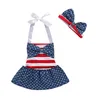 2018 neue Baby Strampler Kleinkind Mädchen Kleidung Amerikanische Flagge Muster Strampler Kleid + Stirnband 2PCS Baumwolle Mädchen Outfits Sterne Gestreiften Kinder Kleid