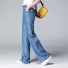 ACRMRAC Women jeans New autumn blue Bleached Slim High waist Loose Leisure Wide leg pants Full Length Lyocell jeans Women