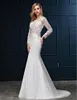 Mermaid Wedding Dresses Long Sleeves Scoop Neck Full Lace SweepTrain White Ivory Bridal Gowns Wedding Gowns Custom Made