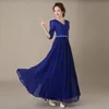 고귀한 레이스 신부 들러리 드레스 새로운 긴 검은 블루 v 칼라 형식 이브닝 드레스 hy1186