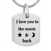 Eternally Loved I Love You to the Moon and Back Cremation Square tag Urn Necklace for Ashes Keepsake Stainless Steel Cremation Jewelry