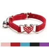 Heart Charm and Bell Cat Collar Safety Elastic Adjustable with Soft Velvet Material 5 colors pet Product small dog collar GA505