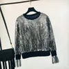 2018 Otoño e Invierno Nuevas sudaderas y sudaderas coreanas Trabajo pesado Lentejuelas brillantes Ropa informal suelta Sudadera Mujer