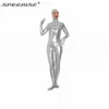 Unisexe Lycra Spandex Brillant Métallique Visage Ouvert Zentai Costume Seconde Peau Serré Corps Complet En Nylon Catsuit Hommes Zentai Unitard Costume2463