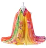 Vrouw Frankeld Print Silk Sjaal Hijab Wrap Voor Dames Lange Stijl Lente Zomer Strand Cover-Up Sjaals 200 * 150cm