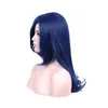 WoodFestival navy blue straight wig long synthetic hair bangs female heat resistant cosplay wigs for women halloween party