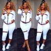 2018 Casual Dress Women 2 Sztuk Zestaw Outwear Sweatsuit Zipper Dres Pasted Dres Długim Rękawem Bluza + Spodnie Damskie Zestawy