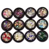 Nail Art Decoration Urok Klejnot Koraliki Rhinestone Hollow Shell Flake Flatback Nit Rivet Mieszany Błyszczący Brokat 3D DIY Akcesoria