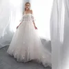 2019 Real Garden 3D Flowers Off Shoulder Shorte Hermes Arabiska bröllopsklänningar Modig snörning Korsett Brudklänningar Country Wedding6778151