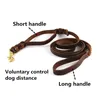 Braided Dog Leash 100% Cow Leather Dog Rope with Two Handles for German Shepherd Labrador Pitbull 180cm Long269h