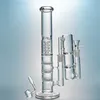 Straight Tube Hookahs Glass Water Bongs Triple Percolator Bong Beecomb Perc Pipes Birdcage Perc With Ash Catcher Dab Rigs 18mm Joint Oil Rig HR316