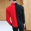 Noir rouge veste fête Club mode coupe ajustée hommes automne veste tenue hommes contraste couleur Casaca Hombre S-3XL