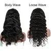 흑인 여성용 고품질의 인간의 머리카락 자연 가발 Pre Plucked Brazilian Body / Loose Wave Remy 헤어 레이스 프론트 가발 자연 색상