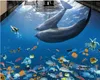 PVC Selfadhesive Floor Beautiful Dolphin Underwater World 3D threedimensional bathroom floor tile floor painting3012902