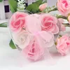 Mix Colors Heart-Shaped 100% Natural Rose Soap Flower Romantic Hand-made Bath Soap Gift (6pcs=one box) LX3907