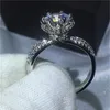 Choucong 2017 bague fleur scintillante 3ct diamant or Rose 925 argent Sterling bagues de fiançailles de mariage pour les femmes