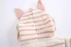 New Infant Baby lavorato a maglia Swaddle Sacchi a pelo Neonate Stripe Maglieria Maglione Top Coperta con cappuccio Neonato Wtrap Sacco a pelo 14274