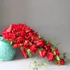 Janevini Vintage sztuczne wodospad bukiety ślubne czerwone róży kwiaty kaskadowe bukiet ślubny jedwabny kwiat ręcznie robiony broszka Ramo6700327